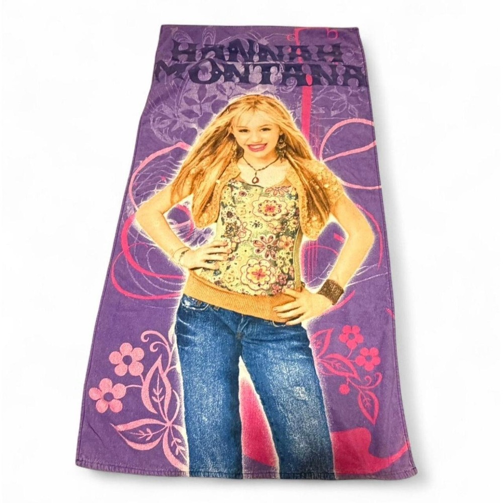 Disney Hannah Montana Miley Cyrus Purple Beach Bath Towel Y2K 2000s